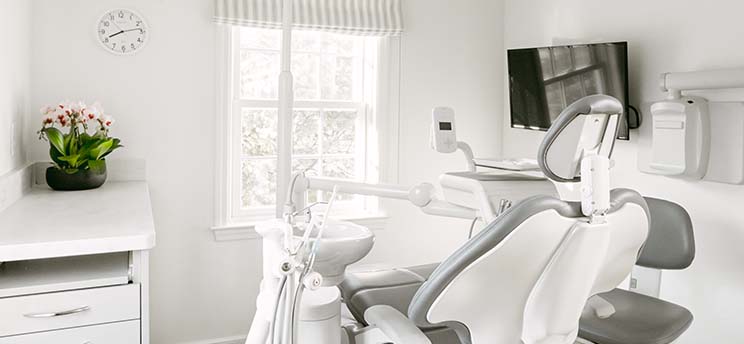 white dental exam room